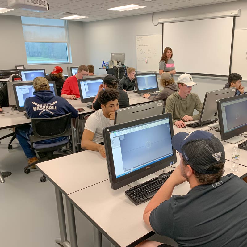 Drafting lab full of students at computers