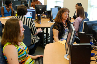 Students sitting around desk