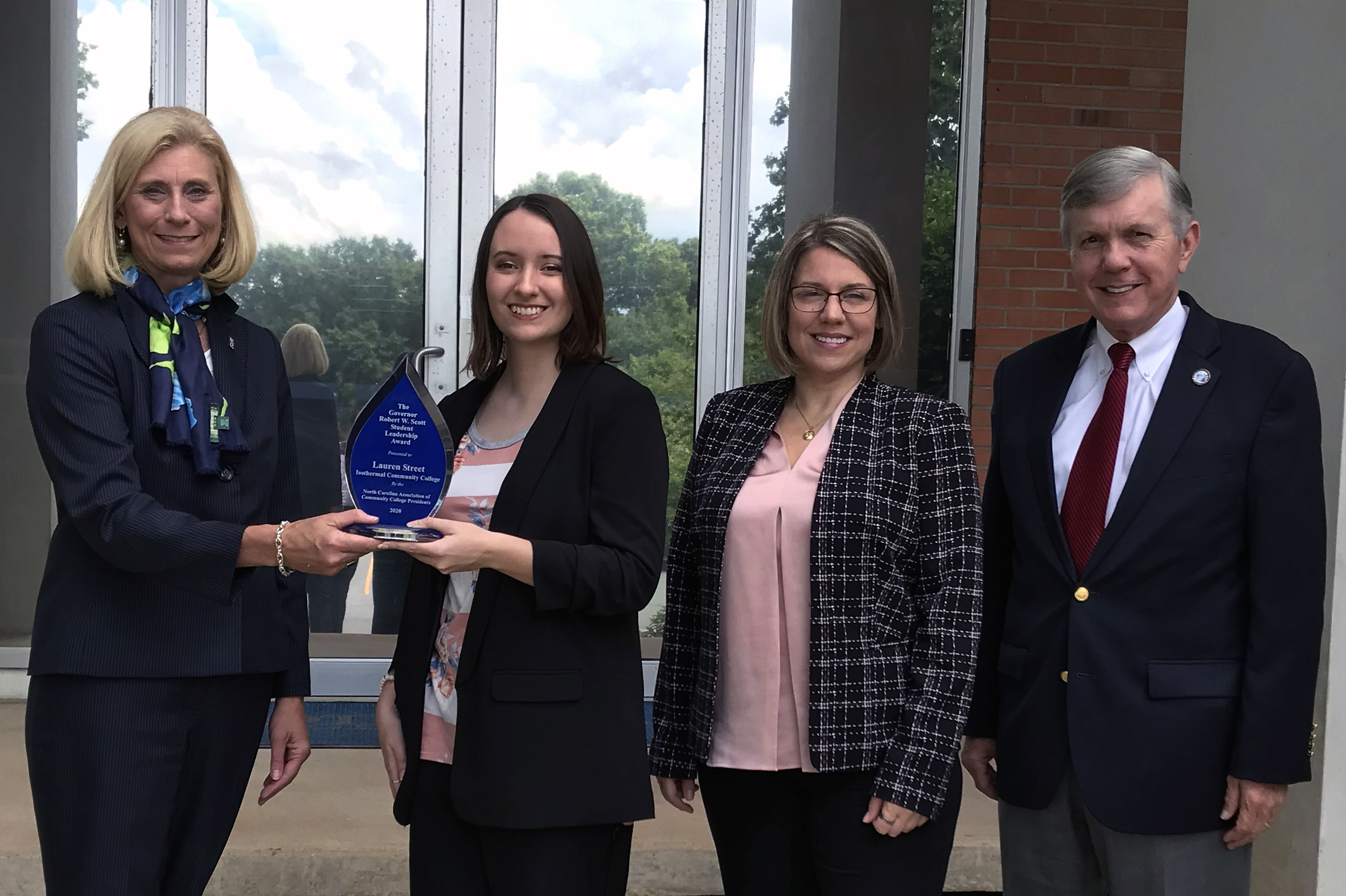 Left to Right: Dr. Kim Gold, Lauren Street, Sandra Lackner, President Walter Dalton