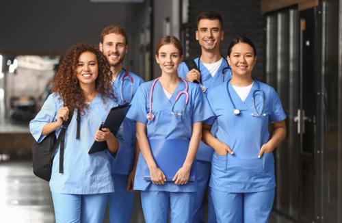 Stock image of nurses in scrubs Stock image of nurses in scrubs