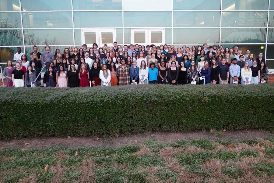 All NTHS students standing on steps of the foundation