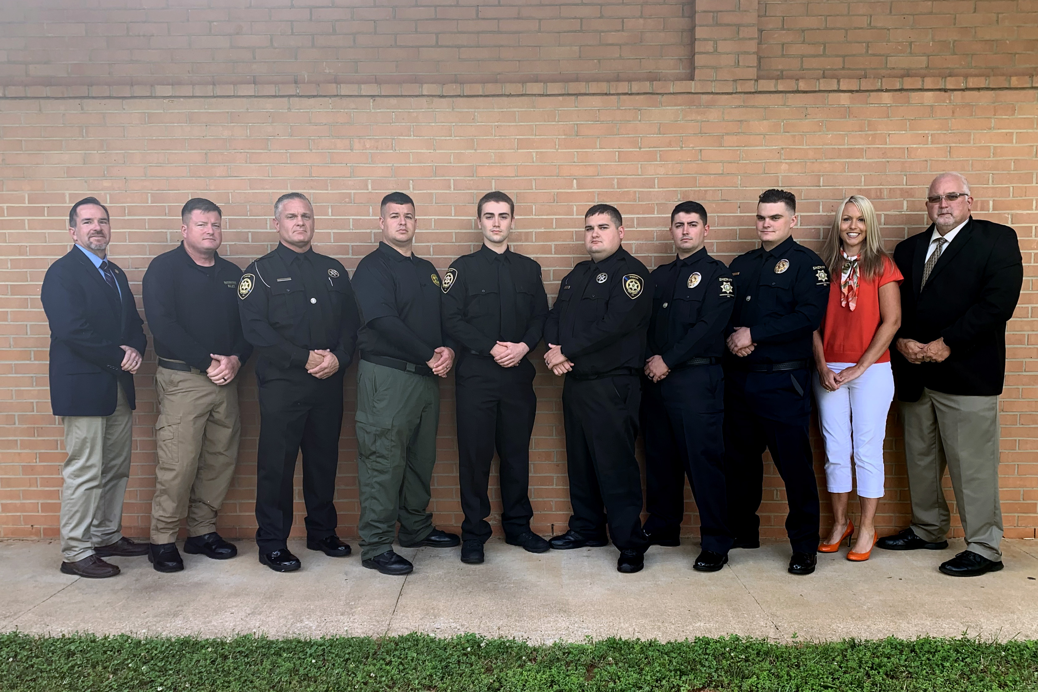 Seven students graduated from Basic Law Enforcement Training at Isothermal Community College this week. Pictured are instructor Chris Francis (left to right), Joey Sisk, Shane Jackson, Zachery Camby, Noah Jackson, Dilon Byrd, Steve Starling, Tye Galloway, Ava Yamouti, dean of Health and Public Services, and program director Philip Bailey.